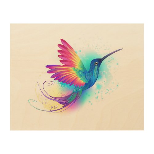 Exotic Rainbow Hummingbird Wood Wall Art