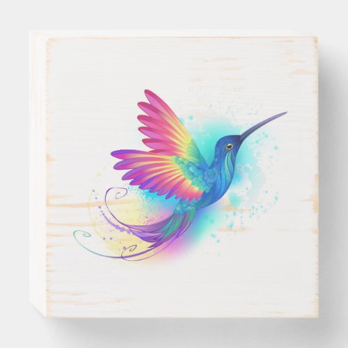Exotic Rainbow Hummingbird Wooden Box Sign