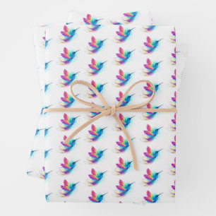 Exotic Rainbow Hummingbird Wrapping Paper Sheets