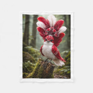Exotic Red Fantasy Bird Forest Fleece Baby Blanket