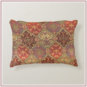 Exotic Red Gold and Plum  Accent Pillow