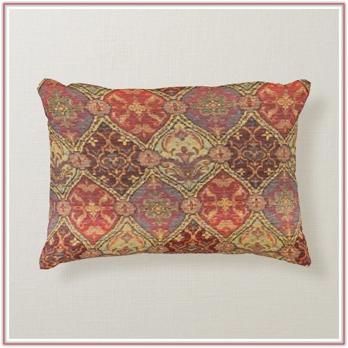 Exotic Red Gold and Plum  Accent Pillow