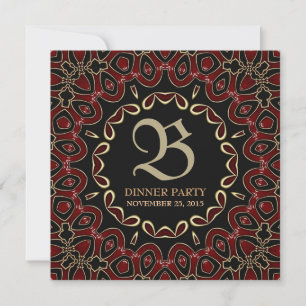 Exotic Red Gold Dinner Party Stylish Invitation