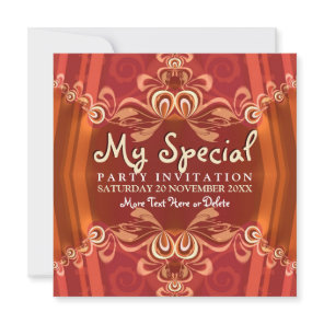 Exotic Red+Gold Girls Boudoir Party  Invitations
