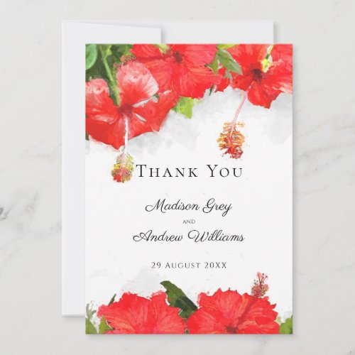 Exotic Red Hibiscus Flower Art Thank You