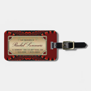 Exotic Red Lace Fractals Custom Luggage iD Tags