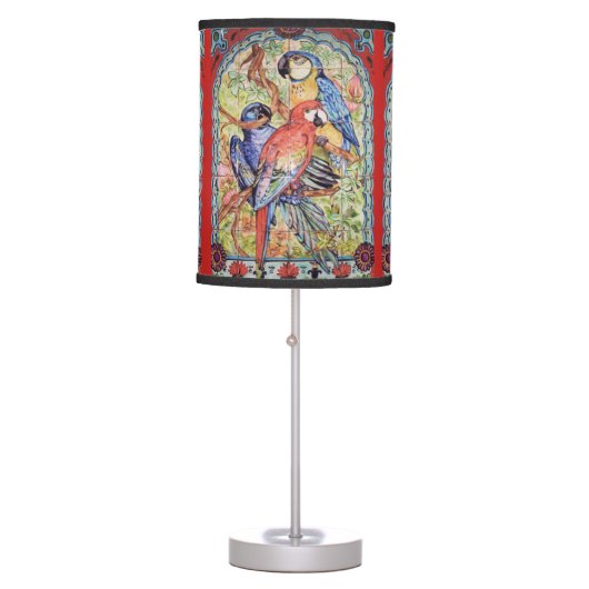 Exotic Red Parrot Macaw Tropical Foliage Lamp (Front)