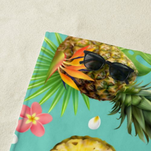 Exotic Refreshing Pineapple Beach Towel