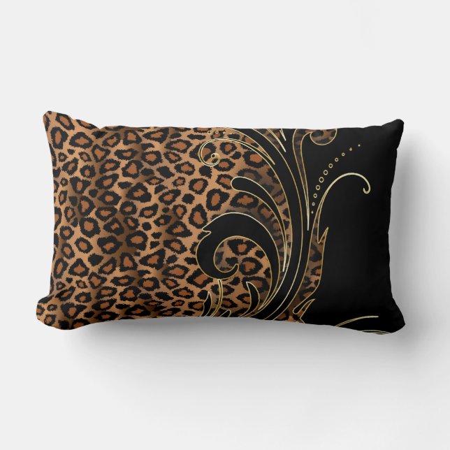 Exotic Rich Leopard Animal Pattern Lumbar Pillow (Front)