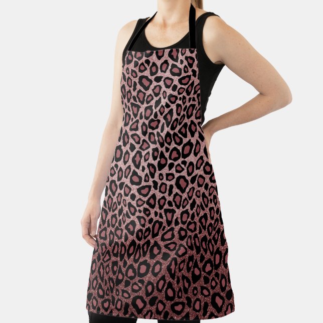 Exotic Rose Gold Leopard Animal Print Apron (Insitu)