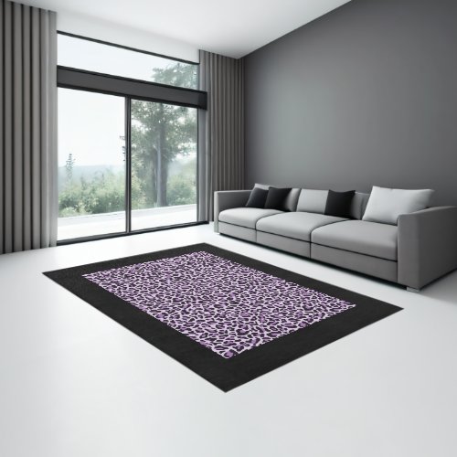 Exotic Safari Purple and Black Leopard Print Area Rug