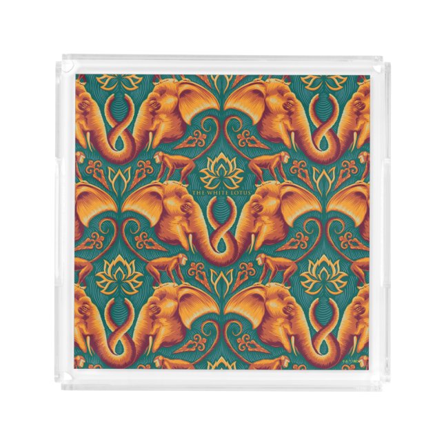 Exotic Safari Tapestry Pattern - The White Lotus Acrylic Tray (Front)