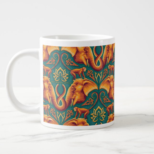 Exotic Safari Tapestry Pattern - The White Lotus Giant Coffee Mug (Left)