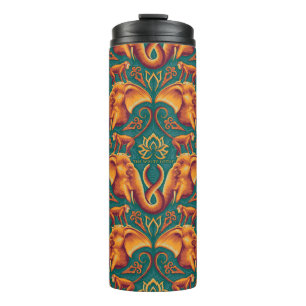 Exotic Safari Tapestry Pattern - The White Lotus Thermal Tumbler
