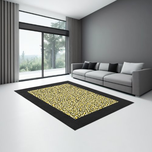 Exotic Safari Yellow and Black Leopard Print Area Rug