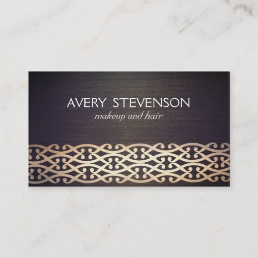 Customizable Exotic Scrolls Designer and Fashion Gold Wood Look Business Card Templates