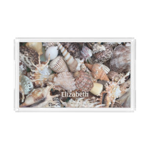 Exotic Sea Shells Beach Personalized Acrylic Tray