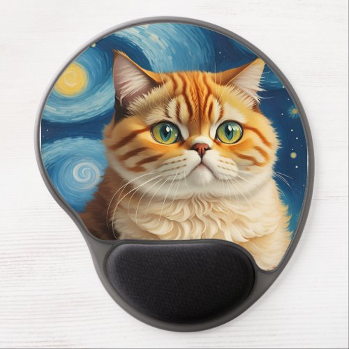 Exotic Shorthair Cat in Starry Night Gel Mouse Pad