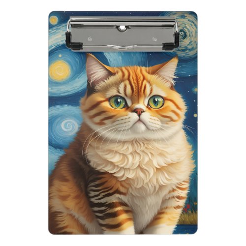 Exotic Shorthair Cat in Starry Night Mini Clipboard