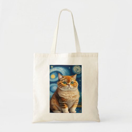 Exotic Shorthair Cat in Starry Night Tote Bag