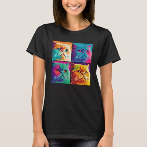 Exotic Shorthair Cat Pop Illustration Colorful  1 T_Shirt