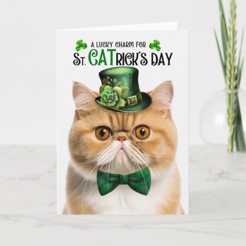 Exotic Shorthair Cat St CATricks Day Lucky Charm Holiday Card