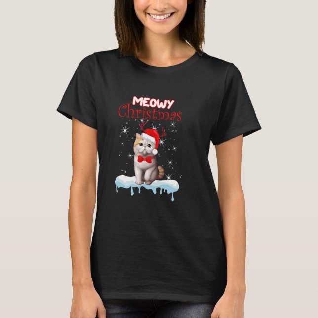 Exotic Shorthair Christmas Cute Cat T-Shirt (Front)