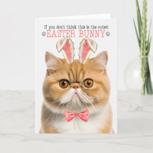 Exotic Shorthair Orange Cat Bunny Ears for Easter Holiday Card