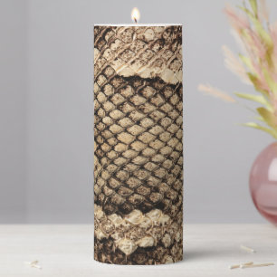 Exotic snake skin animal print pattern modern bold pillar candle