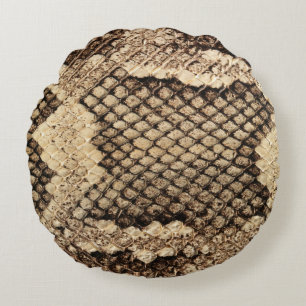 Exotic snake skin animal print pattern modern bold round pillow
