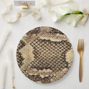 Exotic snake skin animal print pattern modern paper plates