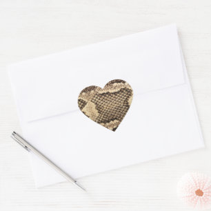 Exotic snake skin animal print texture pattern heart sticker
