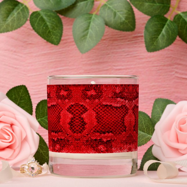 Exotic snake skin animal print texture pattern red scented candle (Wedding)