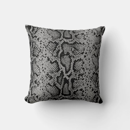 Exotic Snakeskin Pattern  charcoal grey Throw Pillow