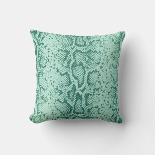 Exotic Snakeskin Pattern  mint blue Throw Pillow