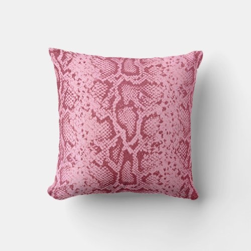 Exotic Snakeskin Pattern  strawberry ice pink Throw Pillow
