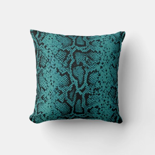 Exotic Snakeskin Pattern  turquoise Throw Pillow