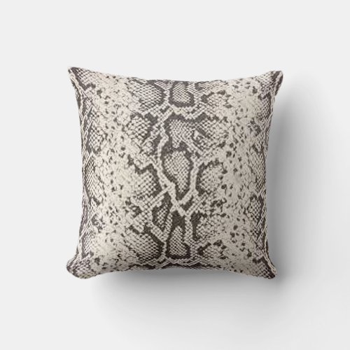Exotic Snakeskin Pattern  white Throw Pillow