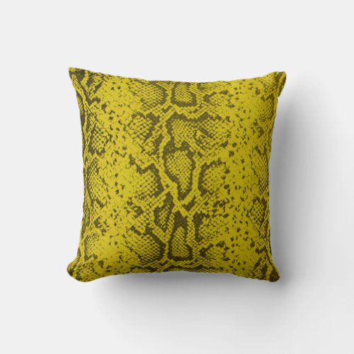 Exotic Snakeskin Pattern  yellow Throw Pillow