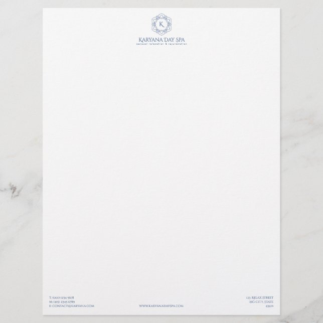 Exotic Spa Deep Cyan Ocean Masseuse Professional Letterhead (Front)