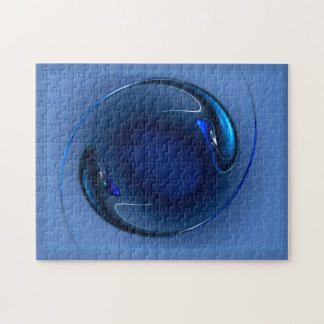 Exotic Spiraling Blue Fish Abstract Artwork Jigsaw Puzzle