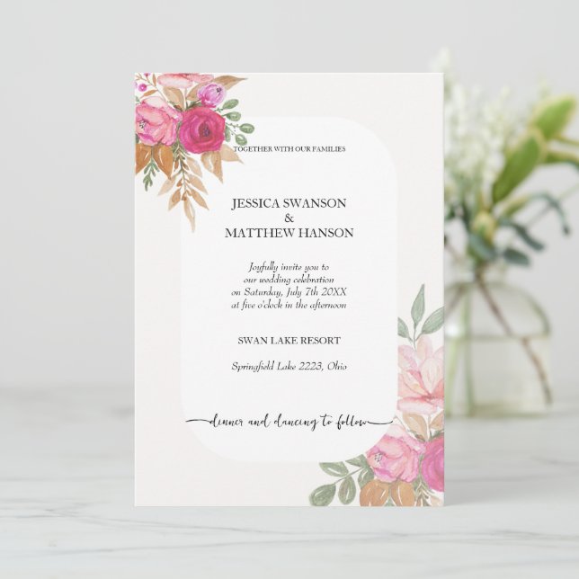 Exotic Spring Summer Floral Boho Garden Invitation (Standing Front)