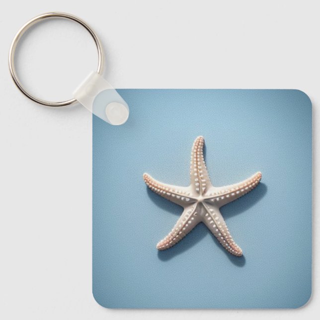Exotic Starfish with Blue Background Keychain (Front)