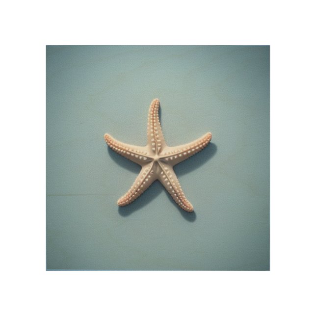 Exotic Starfish with Blue Background Wood Wall Art (Front)