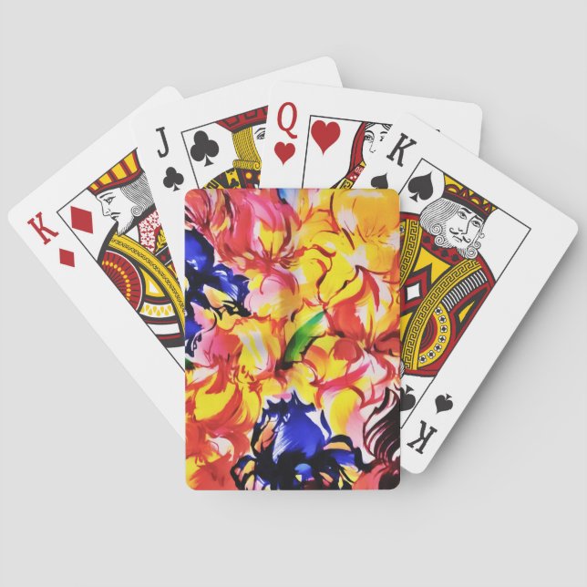 Exotic Summer Abstract Bloom Flowers Poker Cards (Back)