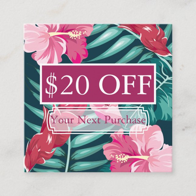Exotic Summer Floral Discount Card (Front)