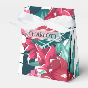 Exotic Summer Floral monogram striped Favor Boxes
