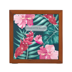 Exotic Summer Floral personalized design Desk Organizer