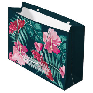 Exotic Summer Floral Personalized Large Gift Bag