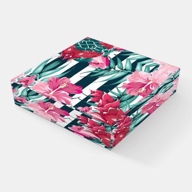Exotic Summer Floral striped Paperweight (Angled)